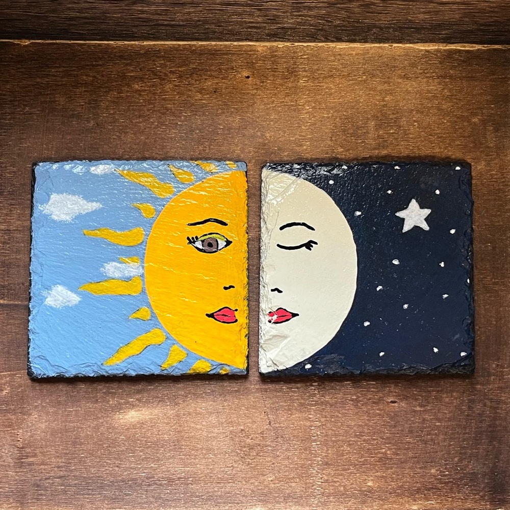 Slate coasters set of two